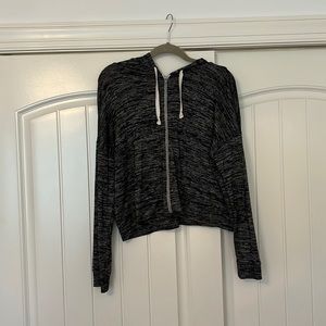 American Eagle Outfitters Black/White/Gray Cropped Zip Up